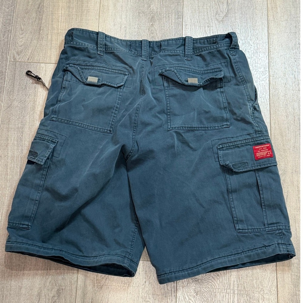 VTG Y2K Abercrombie & Fitch Mens L Cargo Shorts Navy Blue Multi-Pocket